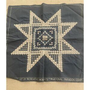 Finished Paragon 8377 Teneriffe Embroidery Pillow Top Blue White Texas Star